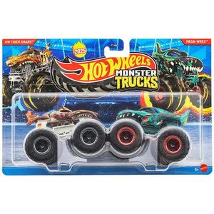 Set 2 masinute Monster Truck, Hot Wheels, Tiger Shark Vs Mega Wrex, JCC82 imagine