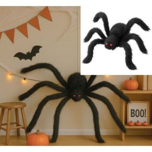 Decor paianjen negru 150 cm imagine