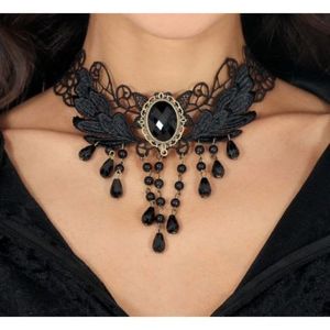Colier dantela bijuterie neagra imagine