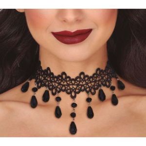 Colier dantela perle negre imagine