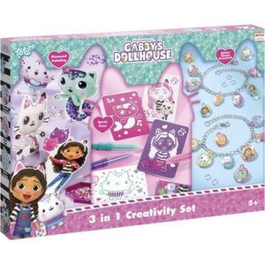 Set creativ 3 in 1, Bratari cu pandantive, carioci spray si diamont painting, Gabby s Dollhouse imagine
