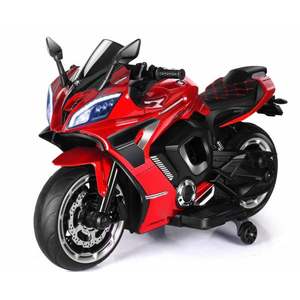 Motocicleta electrica copii Kinderauto R9, putere 150W, 24V, roti moi, scaun tapitat, rosie imagine