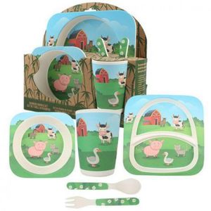 Set de masa din bambus - ferma (5 piese) imagine