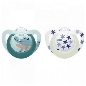 Suzeta Nuk Star Day & Night Silicon 6-18 luni M2 Vernil, Set 2 Bucati imagine