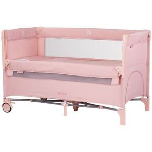 Patut pliabil Chipolino Relax pink marshmallow linen cu laterala culisanta imagine