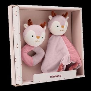 Set cadou bebe - zornaitoare si paturica moale de atasament Caprioara, de la 0 luni imagine