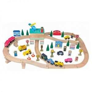 Circuit feroviar Heliport, 66 piese, Mentari imagine