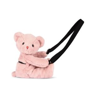Ursulet din plus - geanta crossbody adorabila, 30 cm, Roz pudra imagine