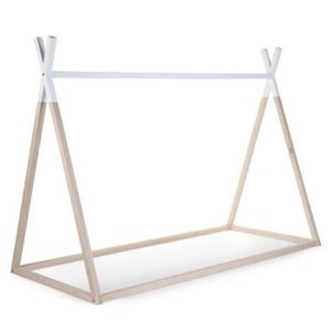 Cadru pat Tipi Childhome 90x200 cm Lemn Natural Alb imagine