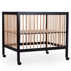 Tarc Childhome 97 cu roti 75x95 cm MDF Natural Negru imagine