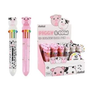 Pix multicolor cu mecanism retractabil, 10 culori, design animale domestice imagine