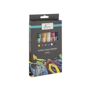 Set 6 markere acrilice, cu varf dublu, pentru toate suprafetele, Art Sensations, Nassau imagine