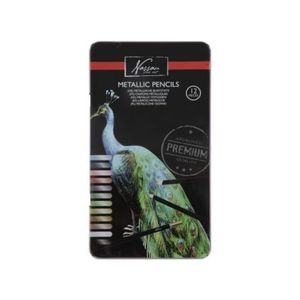 Set 12 creioane culori metalice, in cutie metalica, Fine Art, Nassau imagine