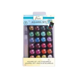 Set creativ de pictat, 28 culori acuarele pe baza de apa, pensula cu rezervor de apa si bloc desen A5, Nassau imagine