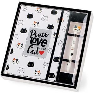 Set cadou cu carnet A5 si pix erasable, cu design pisicute, iTotal imagine