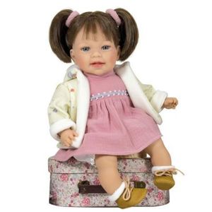 Papusa Nines D'Onil, Little Susi, cu sunete, cu parul saten, cu palton ivory, cu miros de vanilie, 40 cm imagine