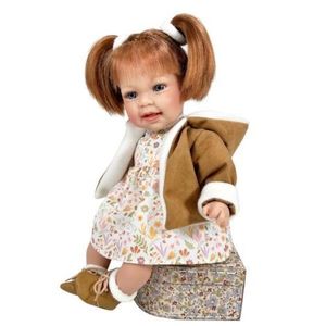 Papusa Nines D'Onil, Little Susi, cu sunete, cu parul roscat, cu palton maro, cu miros de vanilie, 40 cm imagine