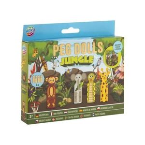 Set creativ DIY, Figurine din lemn, Peg Dolls, Jungla imagine