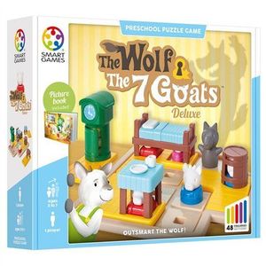 Smart Games - The Wolf & The 7 Goats - Deluxe, joc de logica cu 48 de provocari, 3+ ani, editie internationala imagine