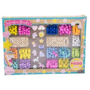 Kit creativ Mega DIY - coliere si bratari cu margele din lemn, 600 piese+ imagine