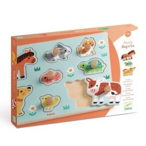 Puzzle din lemn cu butoni, Djeco imagine