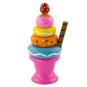 Inghetata melba din lemn Montessori (roz) imagine