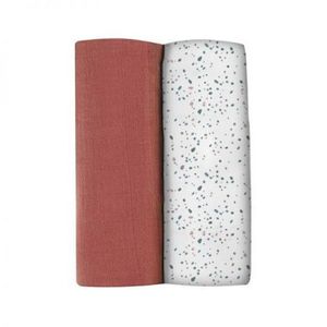 Set 2 Museline Beaba bumbac 120x120 cm Hot Sauce Terrazzo imagine