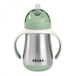 Cana cu pai din inox Beaba 250 ml Sage Green imagine
