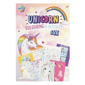Carte cu activitati de colorat, unicorni, A4, 64 pag, Moxy imagine