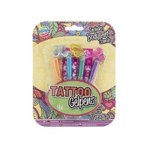Set creativ, 4 pixuri cu gel si sabloane pentru tatuaje, Tattoo Gelpens Metallic imagine