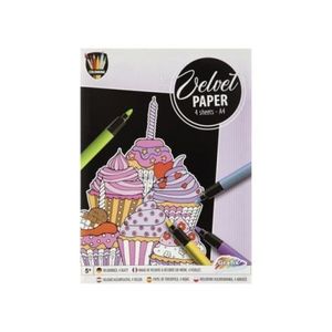 Set creativ de colorat pe fundal de catifea, Velvet Paper, prajituri, planse catifelate, A5 imagine