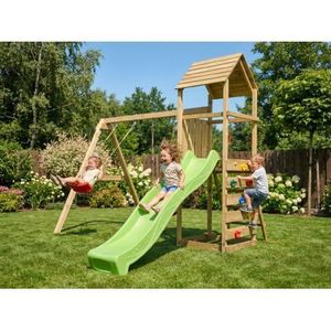Complex joaca din lemn cu turn si 2 leagane Maxi Play Fungoo imagine