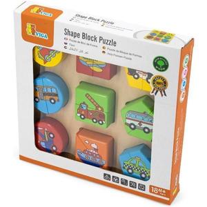 Puzzle din cuburi de lemn: Mijloace de transport imagine