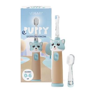 Periuta de dinti electrica Vitammy ePUPPY, pentru copii 0-6 ani, cu lumina LED, 24.000 de miscari sonice/min, 2 capete periuta incluse, 2 moduri de functionare, timer, Bleu imagine