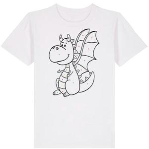 Set creativ: Tricou alb copii. Marimea XS Model: Dragon + Carioci imagine