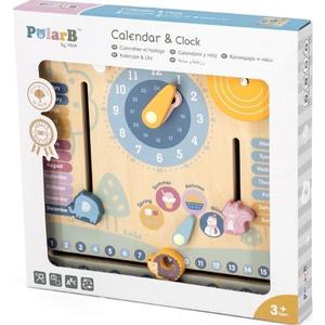 Calendar cu ceas din lemn imagine