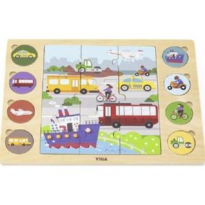 Puzzle de lemn: Gaseste si potriveste. Mijloace de transport imagine