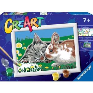 Pictura pe numere. Pisicuta si iepuras imagine