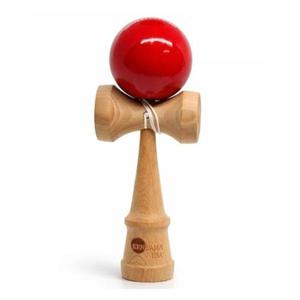 Kendama din Lemn Profesională, 25 cm, Bilă Lacuită Roșie, Jucărie de Îndemânare pentru Copii și Adulți imagine
