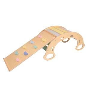 Leagan Montessori din lemn 5 in 1 cu tabla 2 in 1 – Set pastel imagine