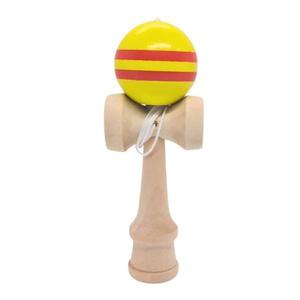 Mini Kendama din Lemn 12 cm cu Bilă Galbena imagine