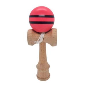 Mini Kendama din Lemn 12 cm cu Bilă Roșie imagine