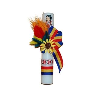 Lumanare botez, motiv traditional, pentru fetite imagine