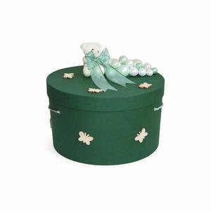 Trusou botez+set baita in cutie rotunda - verde imagine