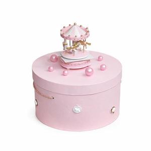 Trusou botez+set baita in cutie rotunda - roz imagine
