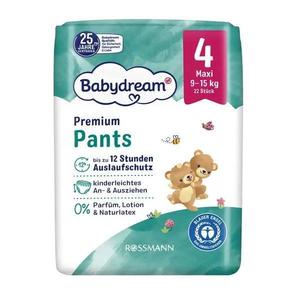Scutece-chiloțel, fără parfum, mărimea 4, pentru 9-15 Kg, 22 buc/pachet, Premium Pants Babydream imagine