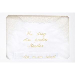 Trusou botez cu dantela - broderie crem imagine