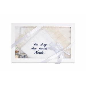 Trusou de botez cu paturica - broderie bleumarin imagine