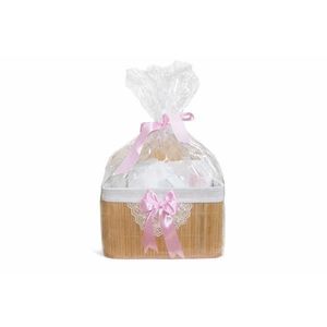 Trusou botez+set baita in cutie de bambus - roz imagine