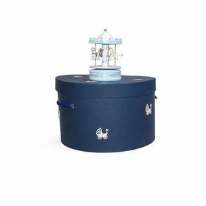 Trusou botez+set baita in cutie rotunda - bleumarin imagine